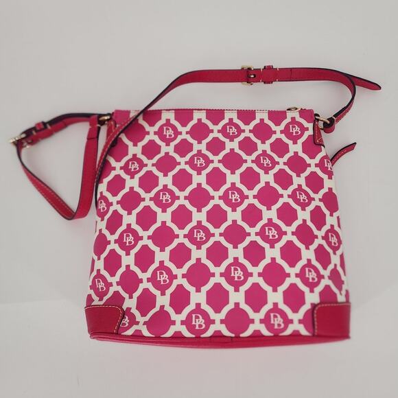 Dooney & Bourke Pink & White Geo Print Canvas Crossbody - Picture 10 of 16